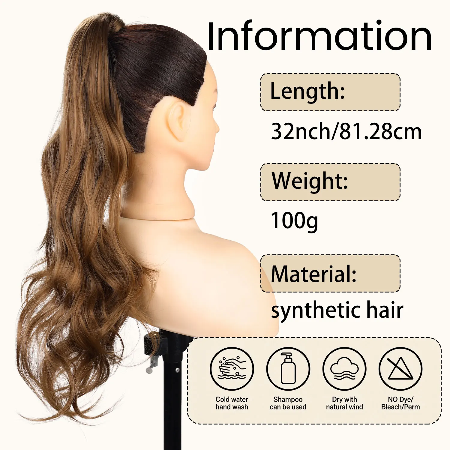 Synthetic Ponytail Extensions 32inch Natural Wave Flexible Wrap Around Ponytail Hairpieces for women Daily Party Holiday