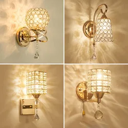 LED Wall Sconce Crystal Wall Light Simple Creative Bedroom Bedside Wall Lamp Crystal Lights for Home Ligting Wall Decor Lamps