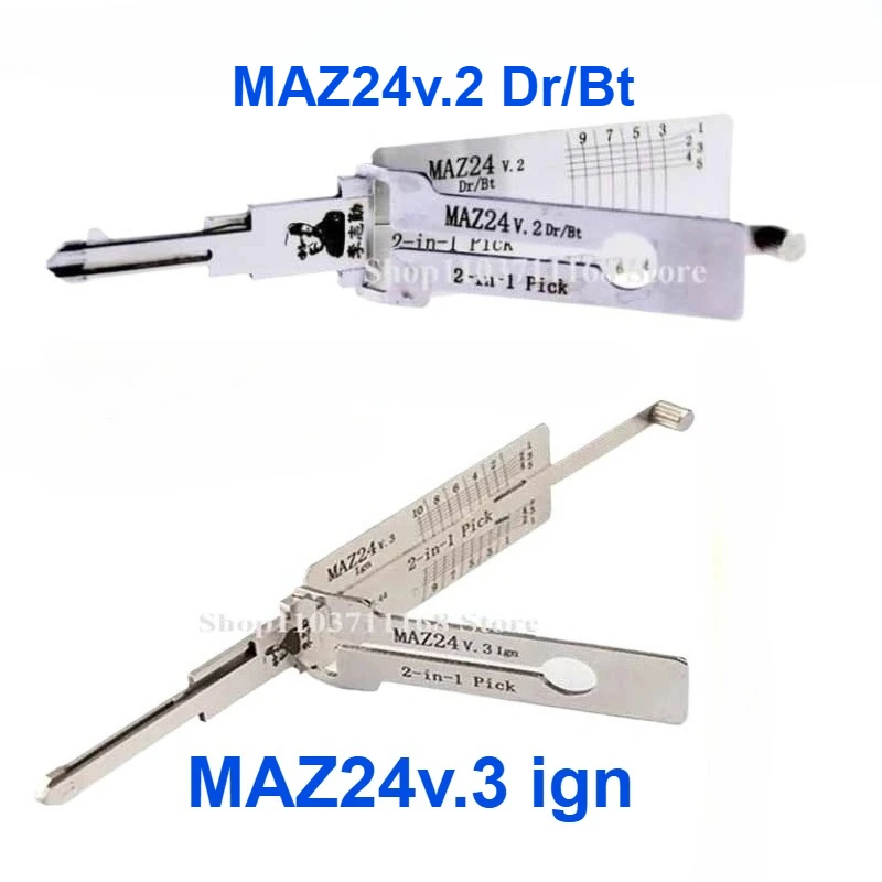 1P Lishi Maz24 V. 3 Ign MAZ24 V.2 Dr Bt 2-in-1 Serratura automatica Pick & Decoder Strumento per fabbro Lockpick Picklock Decoder Lockpick