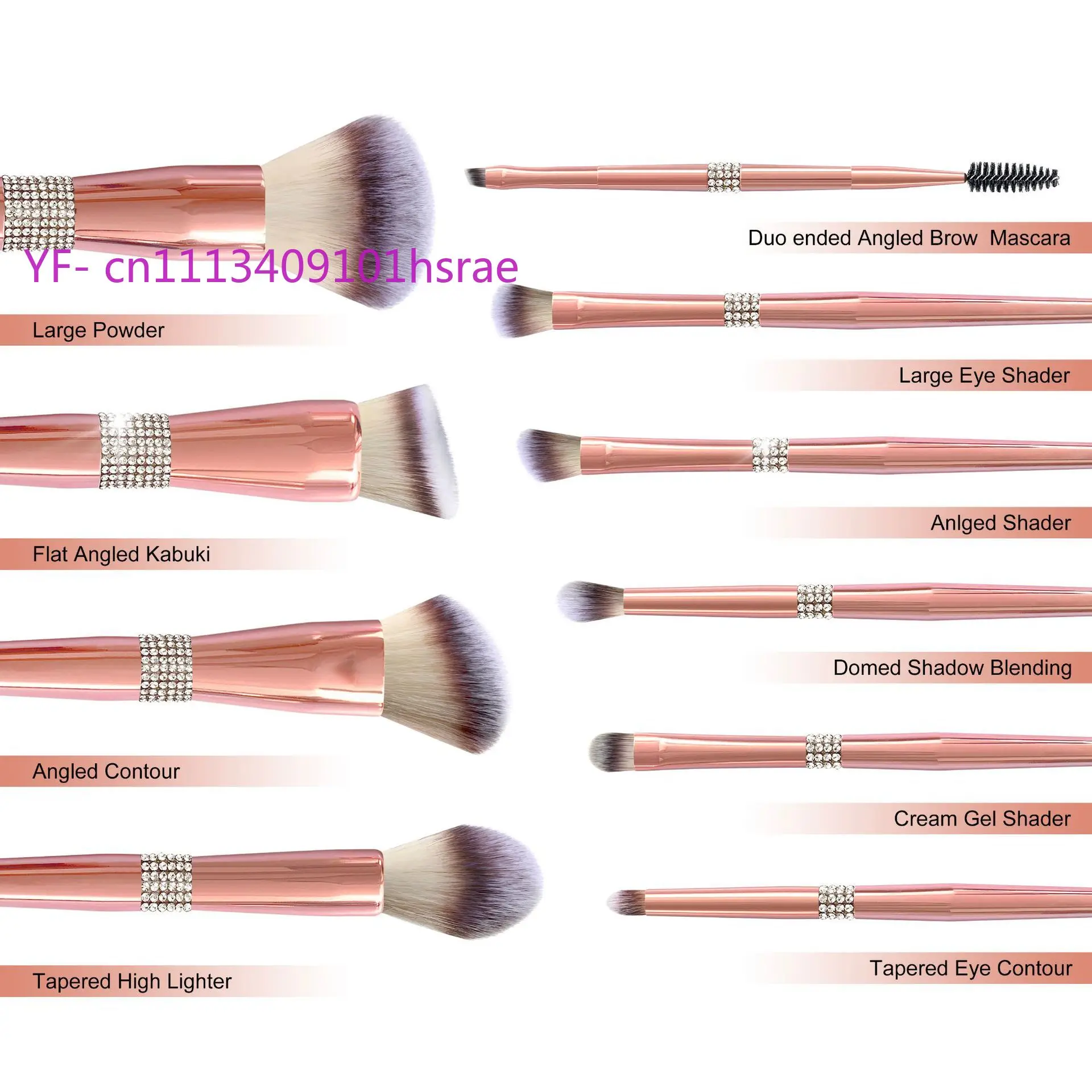 14Pcs Rose Gold Plated Makeup Brushes Kit Full Face Powder Eyeshadow Cosmetic Brushes