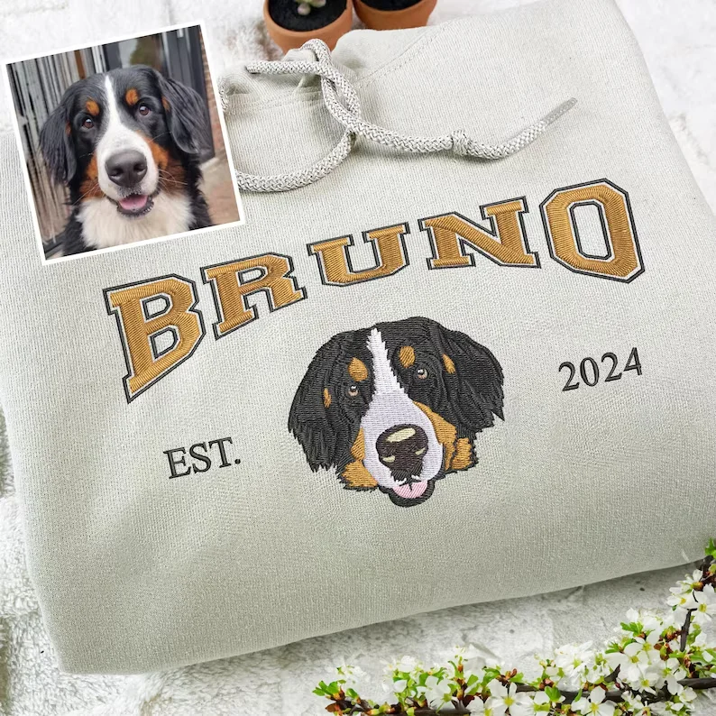 Custom Embroidered Pet Sweatshirt Memorial Crewneck for Teacher Pet Lovers Gift Personalized Dog Hoodies Pet Embroidered