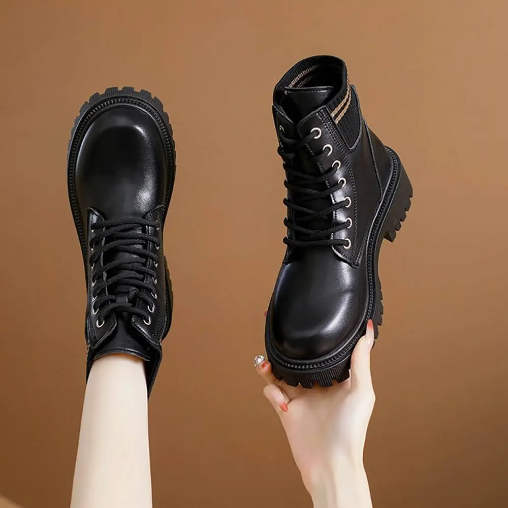 

Warm Thick Plush Pu Leather Ankle Boots Women 2025 Winter Punk Metal Belt Buckle Motorcycle Boots Non Slip Woman's Short Booties