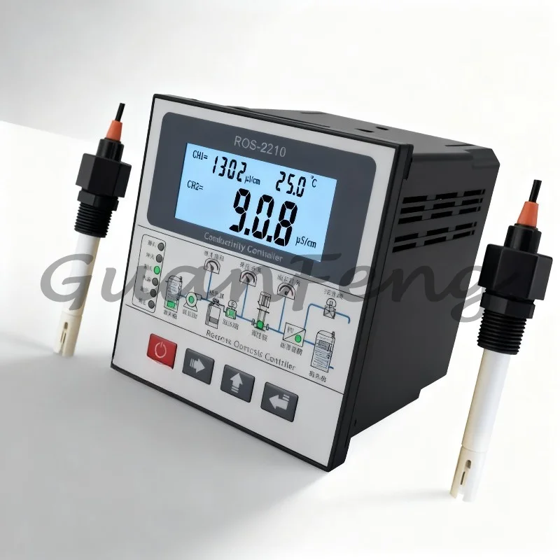 Dual Channel Conductivity RO Controller ROS-2210, Reverse Osmosis Control Panel for Industrial Water Treatment System
