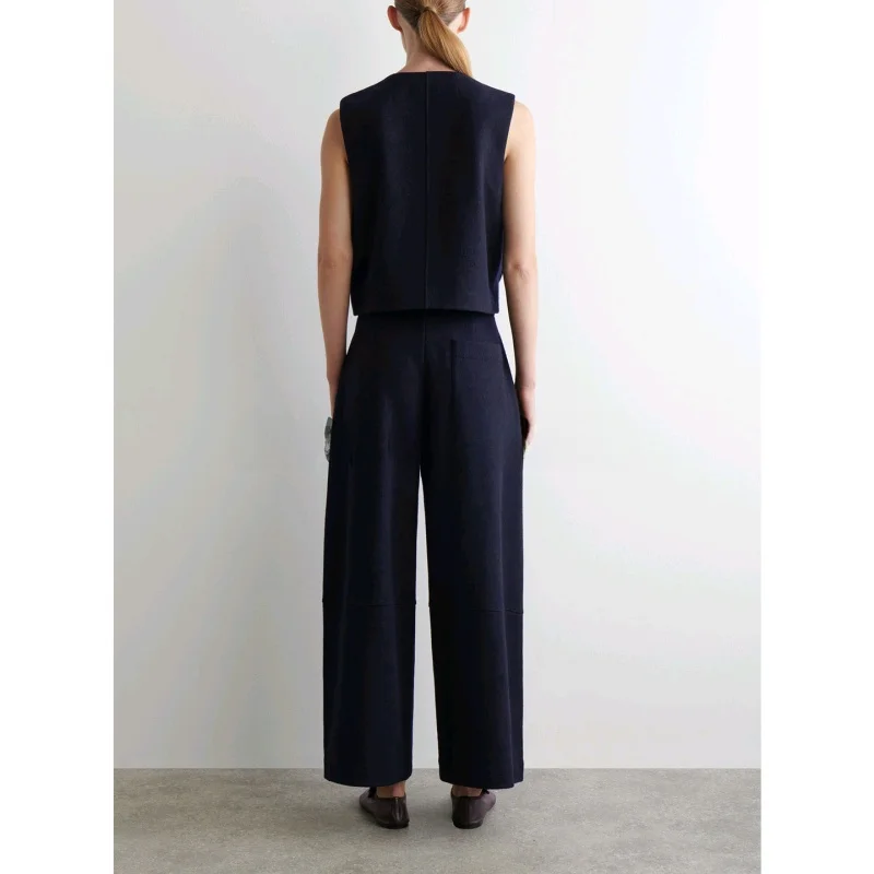 الوقوف نسخة الصوف مزيج البدلة سترة عارضة السراويل عالية الخصر السراويل الطويلة قطعتين مجموعة Fionable الخريف الزي للنساء