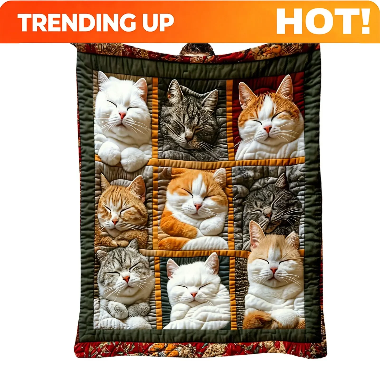 Customization 1 Cat Pattern Bedspread(Quilt Top)- Neon Color Kitten And Cat Breed Print Bed Blanket, Supports 30 Cat Breeds, All