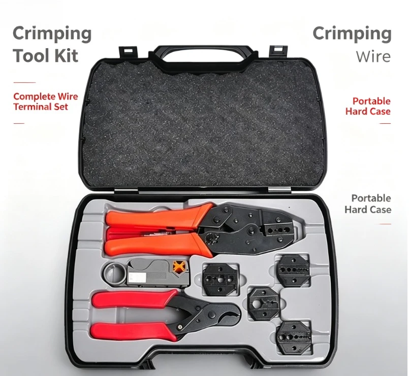 HT-330K Coaxial Network Crimping Unit Interchangeable Die Ratchet Pressing Kit Wiring Maintenance Hand Tool Set