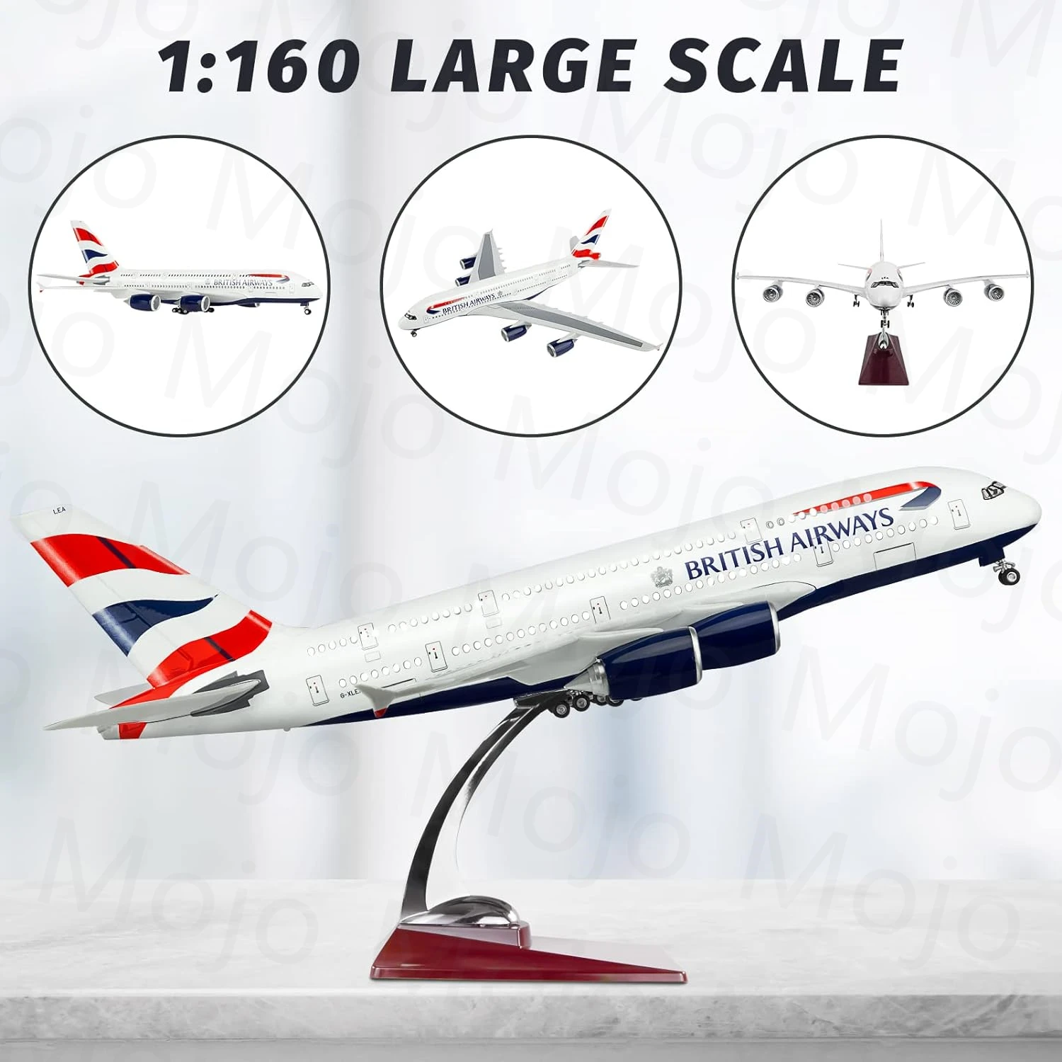 1:160 Scale 50.5cm Large Model Airplane Britain A380 Plane Models Diecast Airplanes Light for Collection or Gift