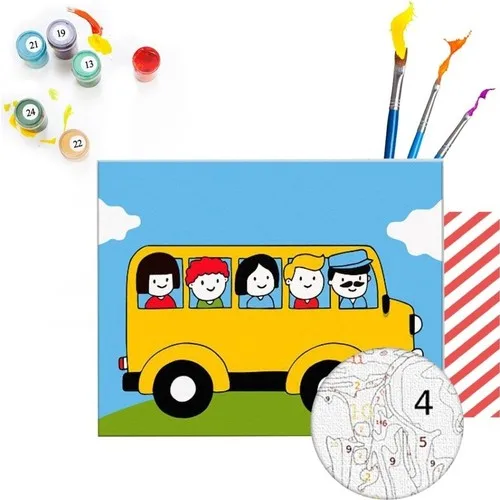 Tabdiko Painting By Numbers Yellow School Bus 40*50 cm Canvas Print painting Set