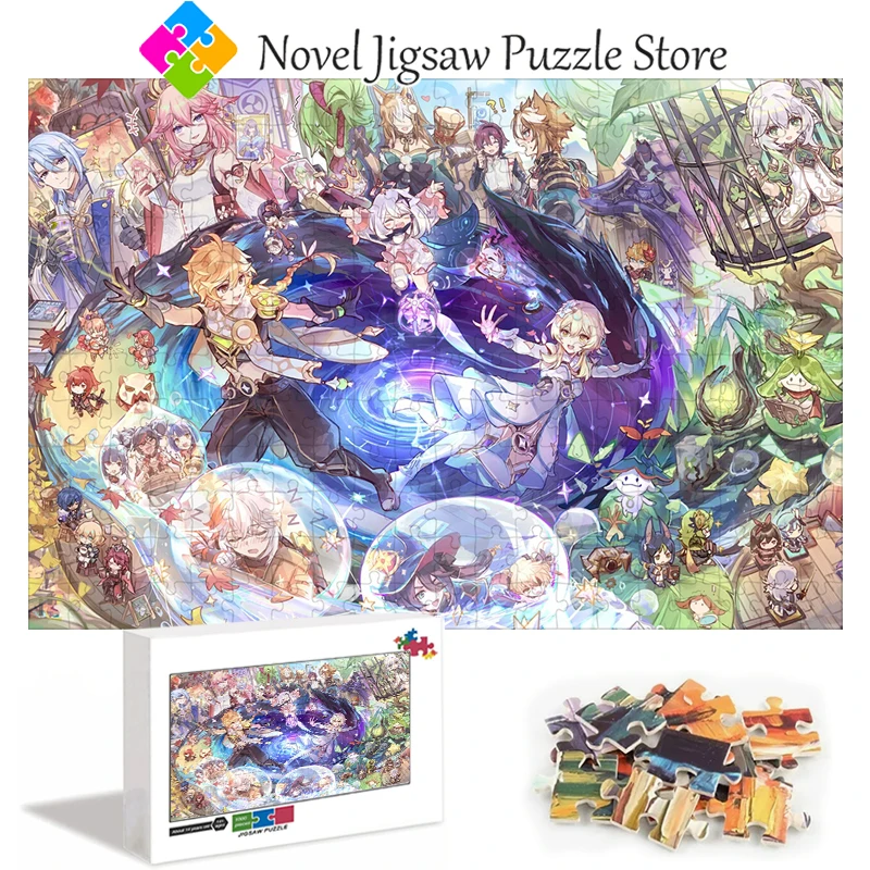 

Genshin Impact Jigsaw Puzzle Game Anime Character 1000 Pieces Paper Wooden Puzzles Adult Decompression Game Handmade Hobby Toys