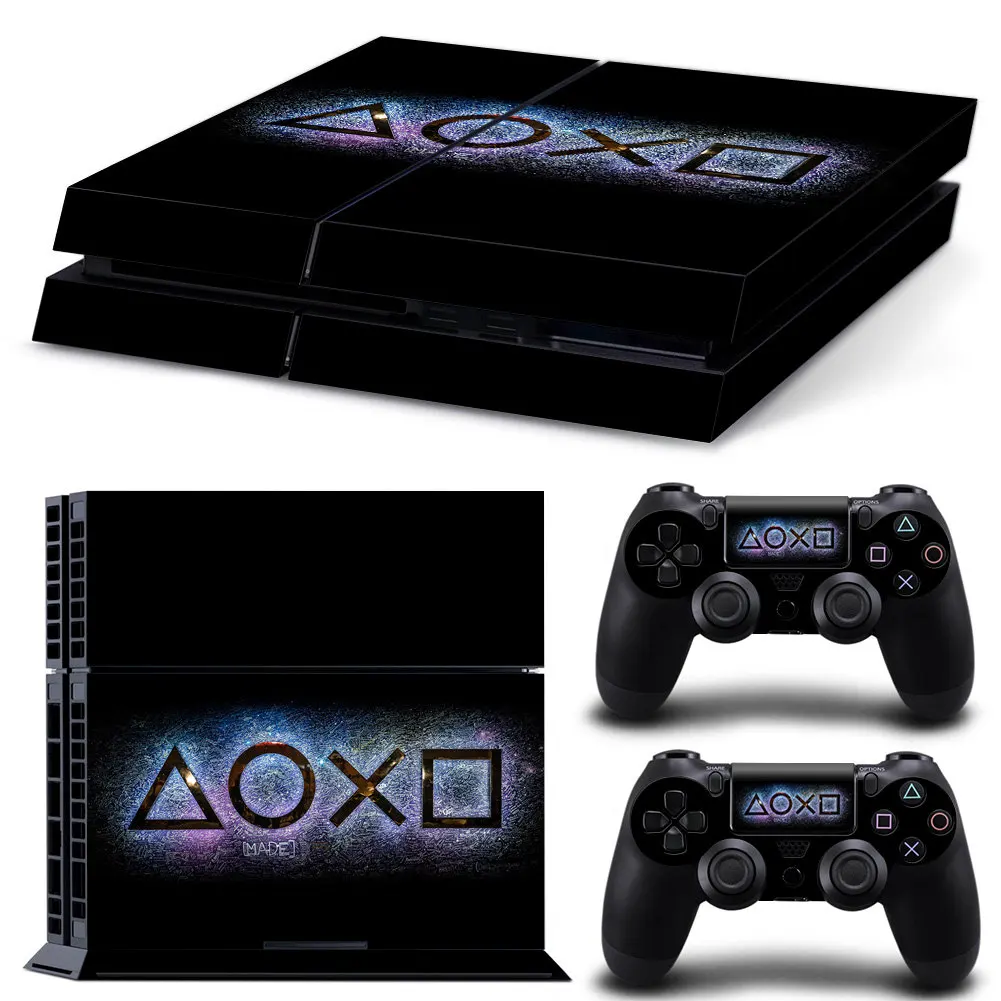 ل PS4 وحدة التحكم و 2 تحكم الجلد ملصقا PS4 الهندسة تصميم واقية غطاء لصائق مجموعة كاملة