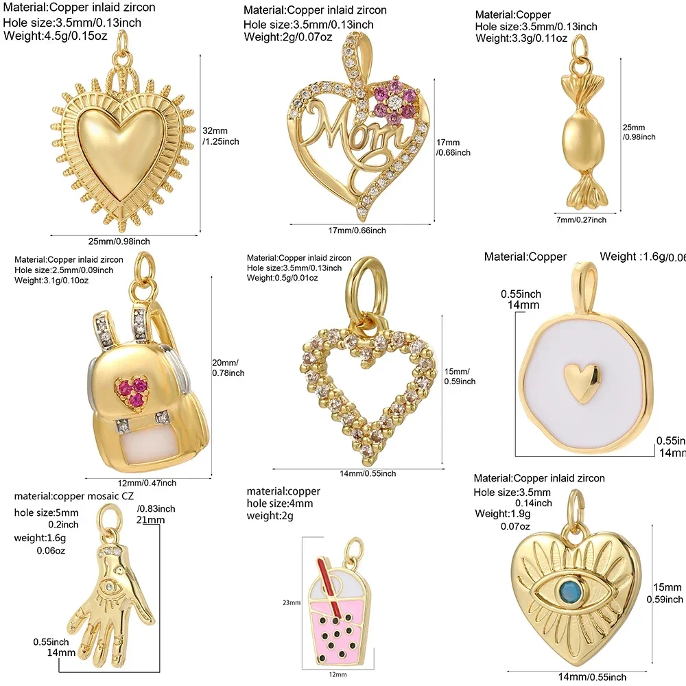 Cute Heart-shaped Charms for Jewelry Making Supplies DIY Earrings Necklace Bracelet Key Pendant Sweet and Romantic Style image 2