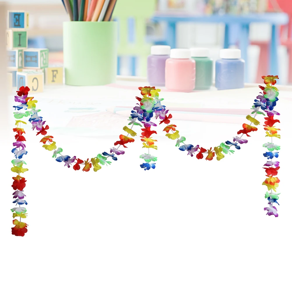 

30M Hawaiian Flower Lei Banner Garland Hanging Party Decorations Reusable Cloth Bunting For Luau Jungle Theme Events Sturdy