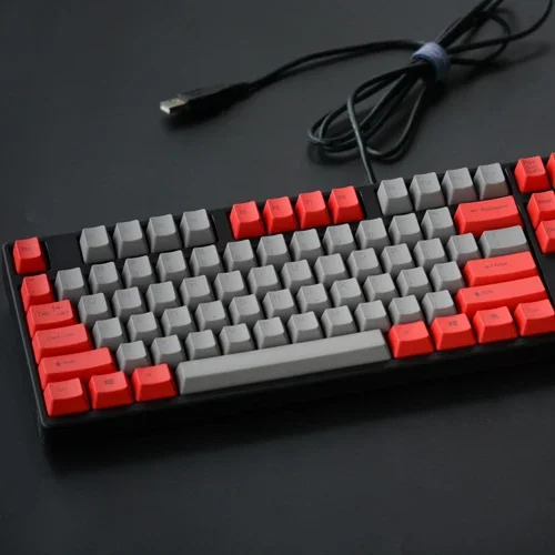 

Keycaps, purple gray red gray, fire front color scheme blue gray keycaps, light-transmitting PBT keycaps 104 87