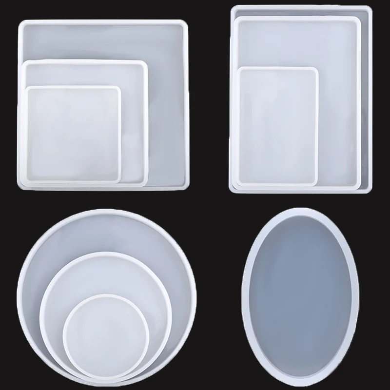 Round Square Rectangle Oval Coaster Silicone Mold Epoxy Resin Mold For DIY Jewelry Storage Base Making Cup Tray Home Decoration