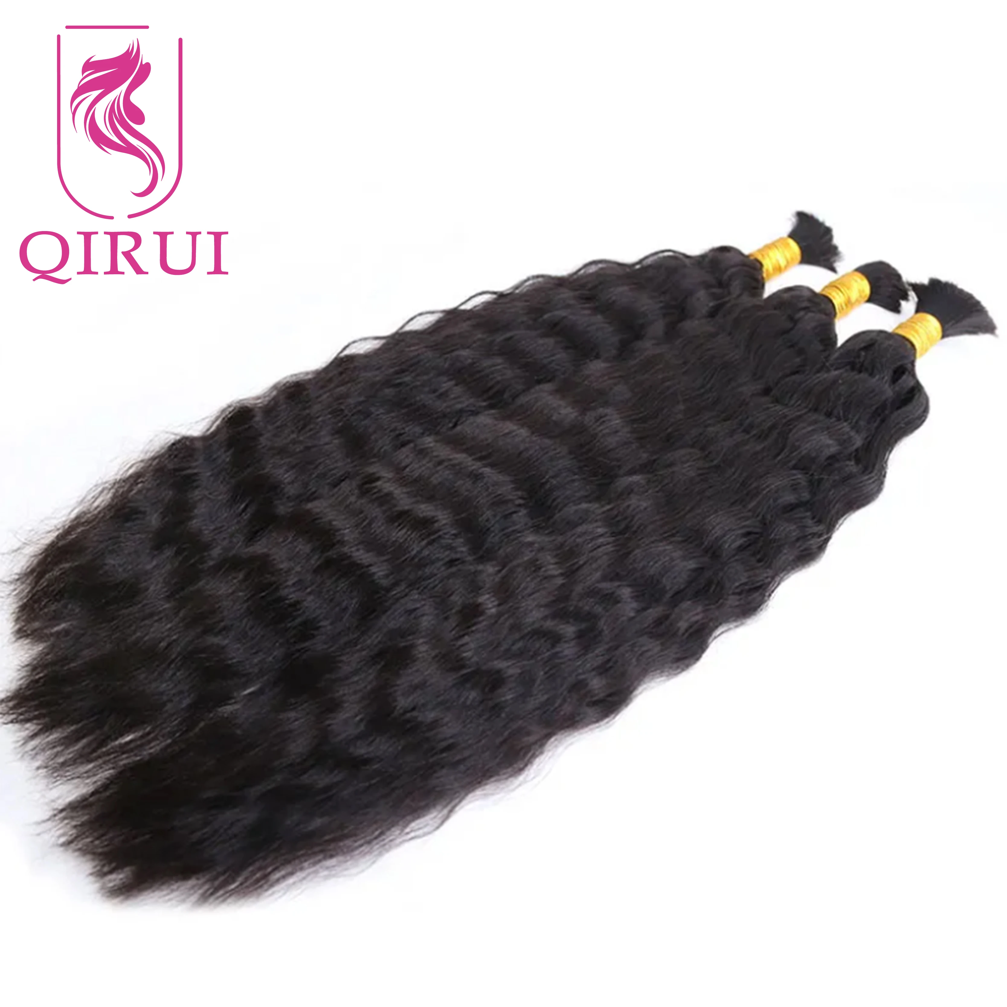 Wet And Wavy Bulk Human Hair For Braiding Color 27 30 Double Drawn Wholesale Burmese Boho Braids Bulk Human Hair Bundles No Weft