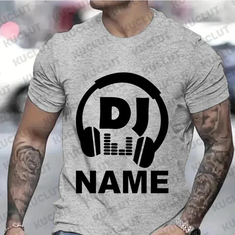 T Shirts for Men Personalized Customized DJ Shirt with Name Funny Disc T-shirts Custom DJ Tee Techno Music Lover Tee Shirts