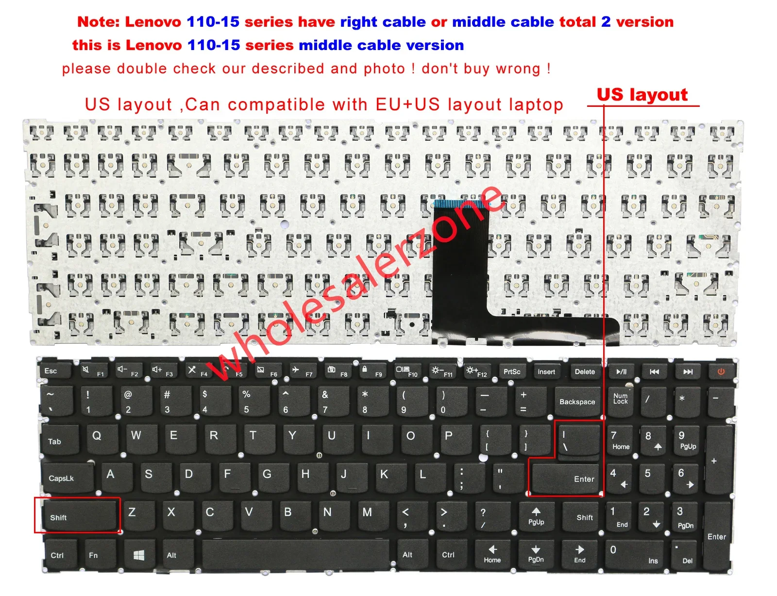 New for Lenovo 110 Touch-15ACL 110-15ACL 110-15AST 110-15IBR V110-15AST V110-15IKB V110-15ISK laptop US Keyboard middle cable