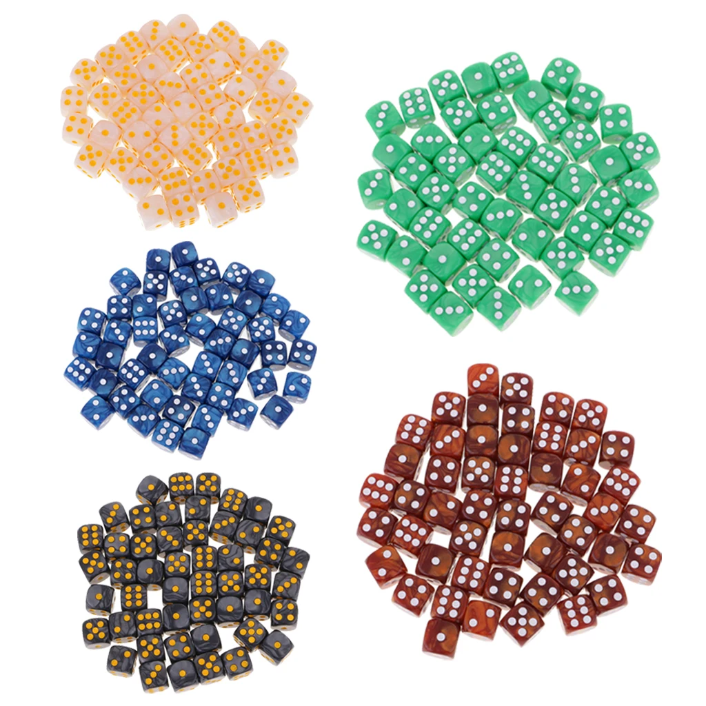50Piece/Set D6 Dice Set Round Corner Dice 16mm Board Game Dice for Party Role Playing Table Game Props
