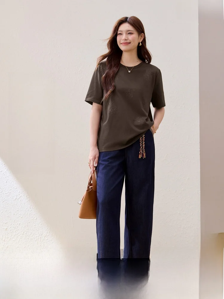 

Удобный комплект из чистого хлопка свободного кроя, модный летний костюм-двойка больших размеров для женщин, новинка, стильный комплект больших размеров