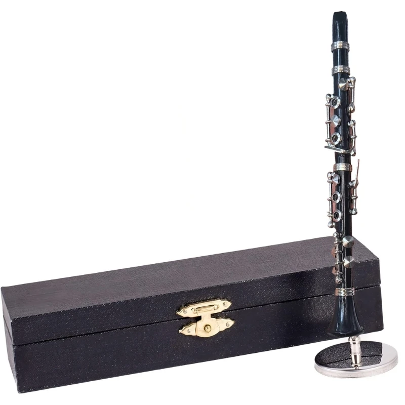 Exquisite Handcrafted Miniature Clarinet Replicas Model With Gold Plating Musical Instrument Decoration For Home
