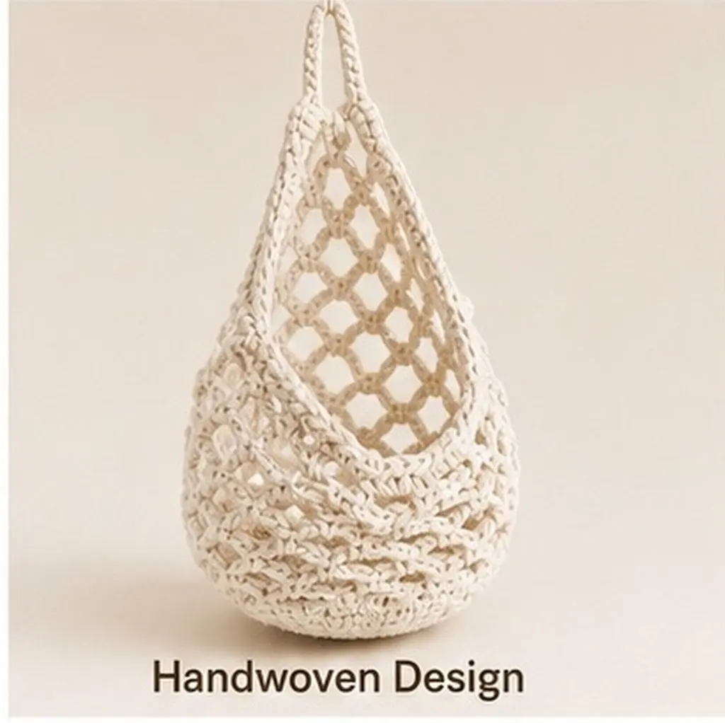 2Pcs Boho Macrame Hanging Planter Cotton Rope Fruit Vegetable Hammock Handmade Decorative Wall Planter for Kitchen Living Room