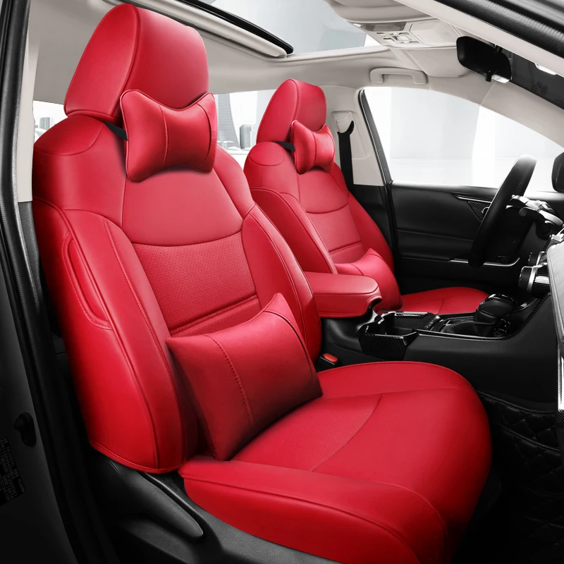 Premium Car Seat Covers For Toyota Rav4 2019 - 2024 Breathable Artificial Leather Auto Special Protect Seat Cushion Full Set