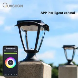 Smart APP Control Solar LED Light Outdoor Pillar Lights Column Head Lamps Decorative Home Gate Column Wall Villa Courtyard Lamp