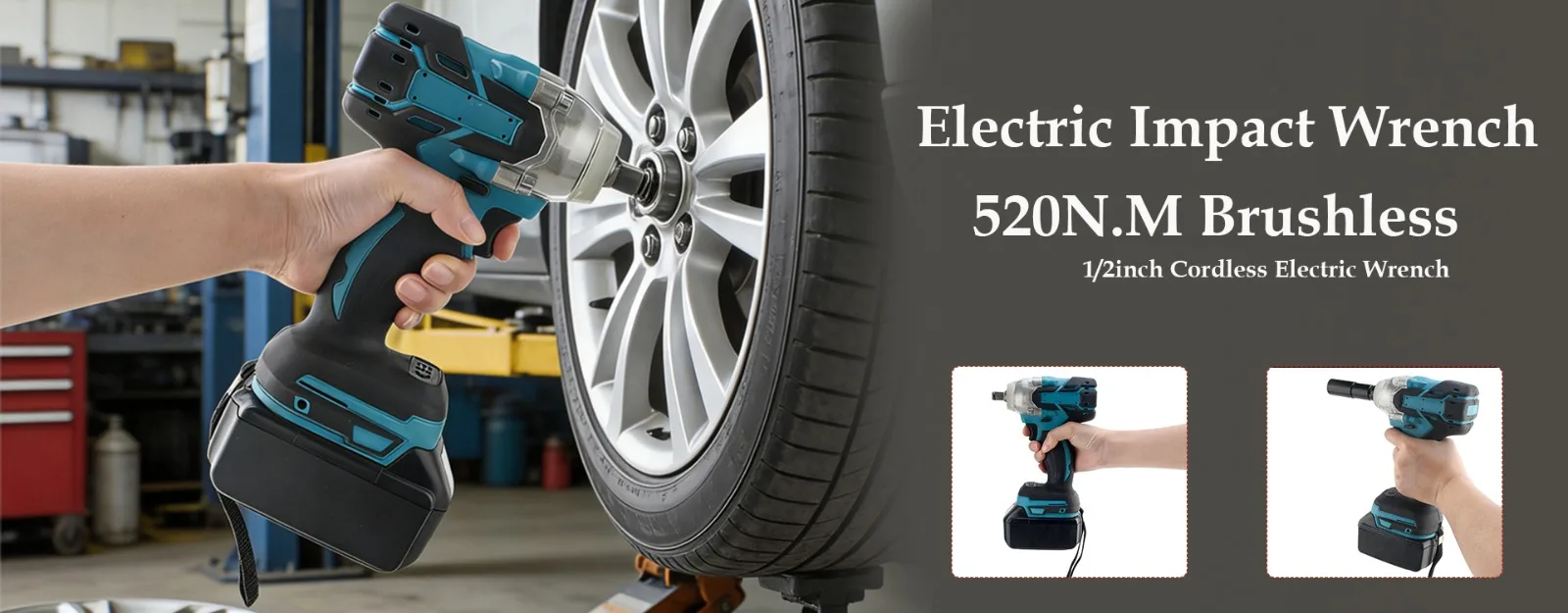 520N.M Torque Brushless Electric Impact Wrench 1/2 inch Cordless Electric Wrench Screwdriver Power Tool for Makita 18V Battery Pin