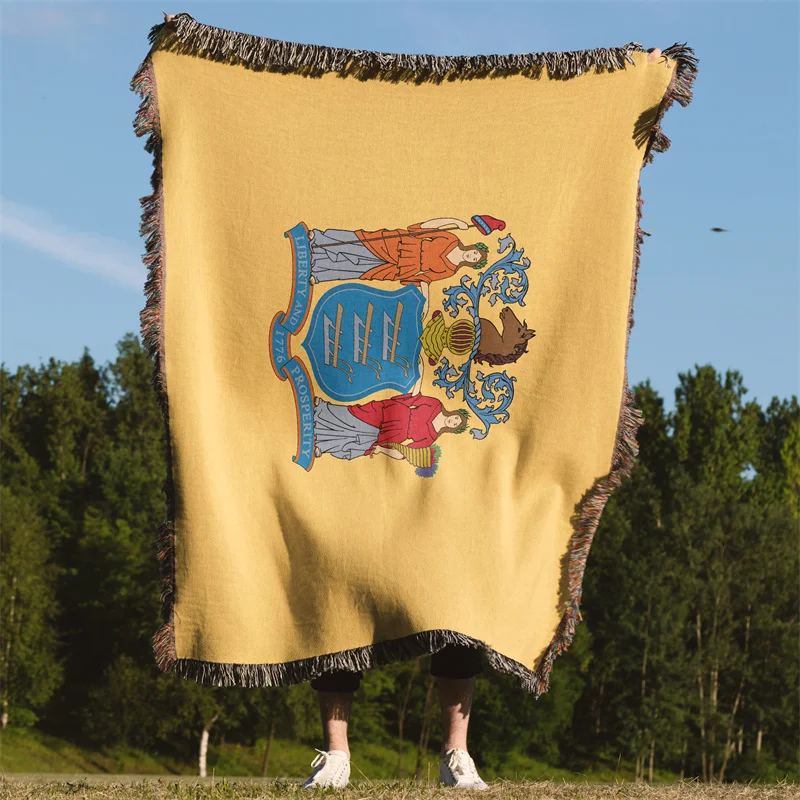 Aertemisi New Jersey United States of America Jacquard Fringed Woven Throw Blanket