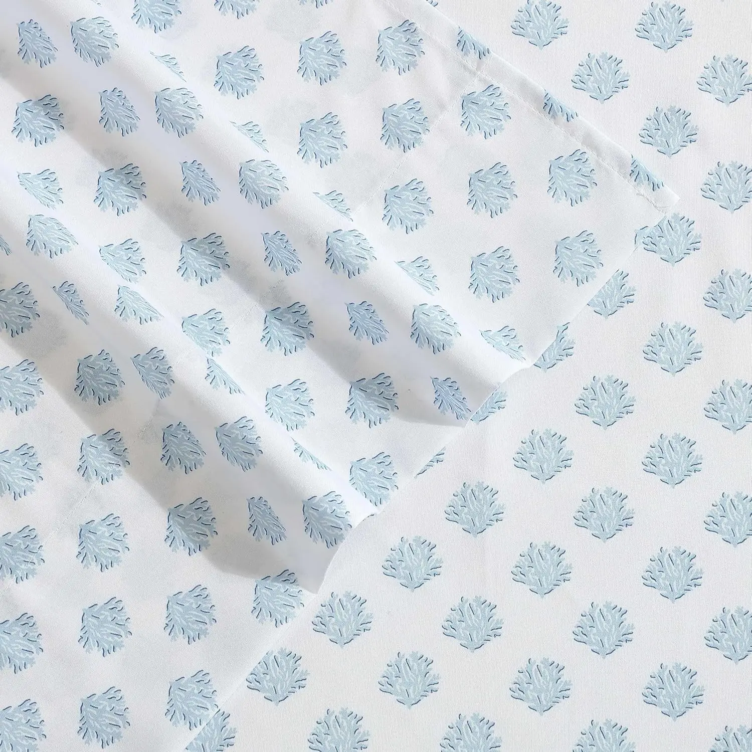 مجموعة ملاءات زرقاء من Nautica Twin XL Coastal CoralOcean Breeze، مفروشات من الألياف الدقيقة للتبريد المسامي، مرنة بالكامل لملائمة غير قابلة للانزلاق #3