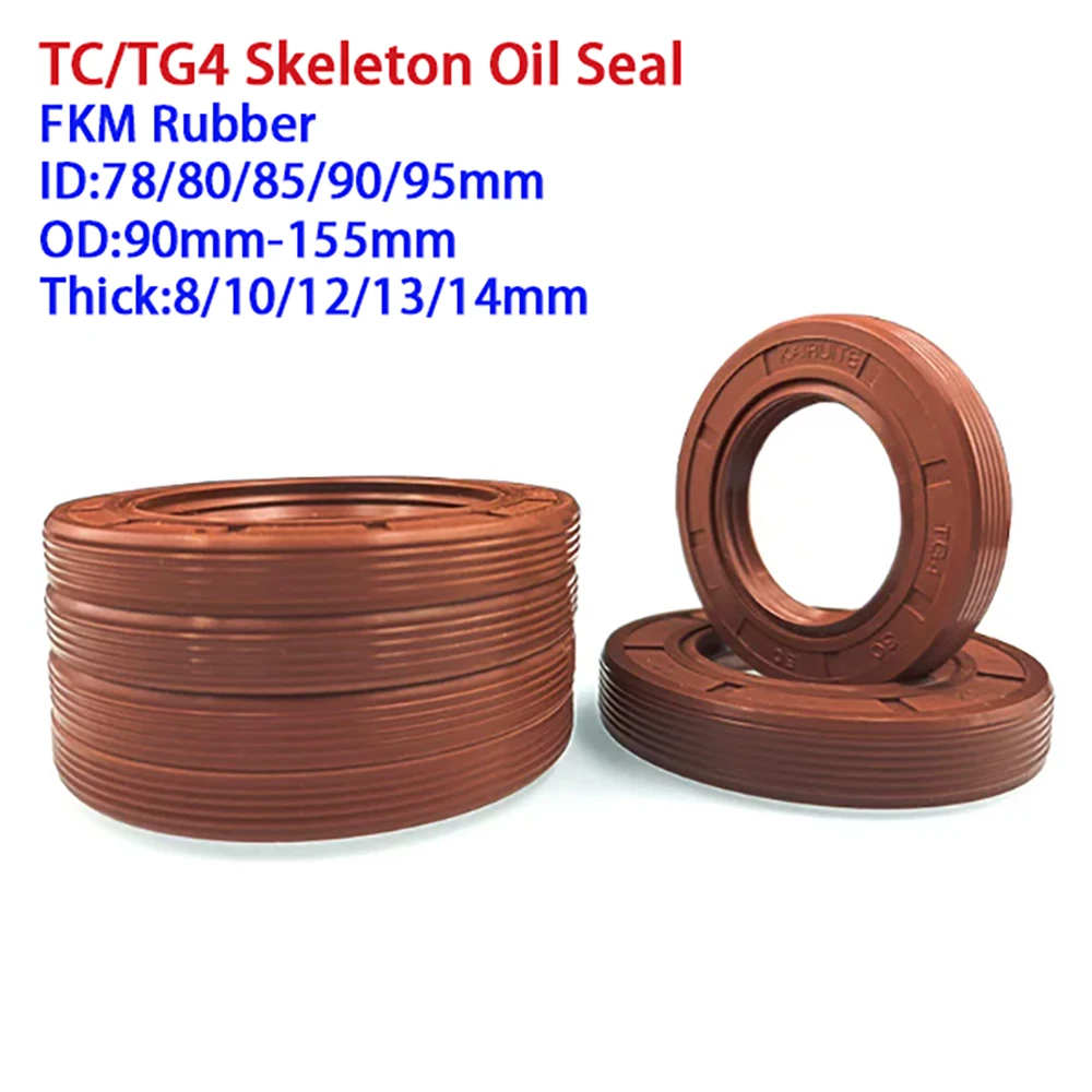 1Pcs TC/TG4 External Thread Skeleton Oil Seal Brown FKM Rubber Oil Seal ID 80mm 85mm 90mm 95mm High Temperature Sealing Ring