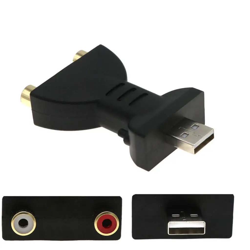 Portable USB Male To 2 RCA Female Video Power Adapter Converter HDTV 1 Piece