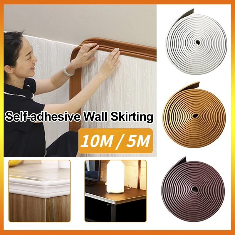 10/5M 3D Self-adhesive Waterproof Skirting Border Wall Decoration Line Background Wall Wall Stickers Living Room Home Decoration