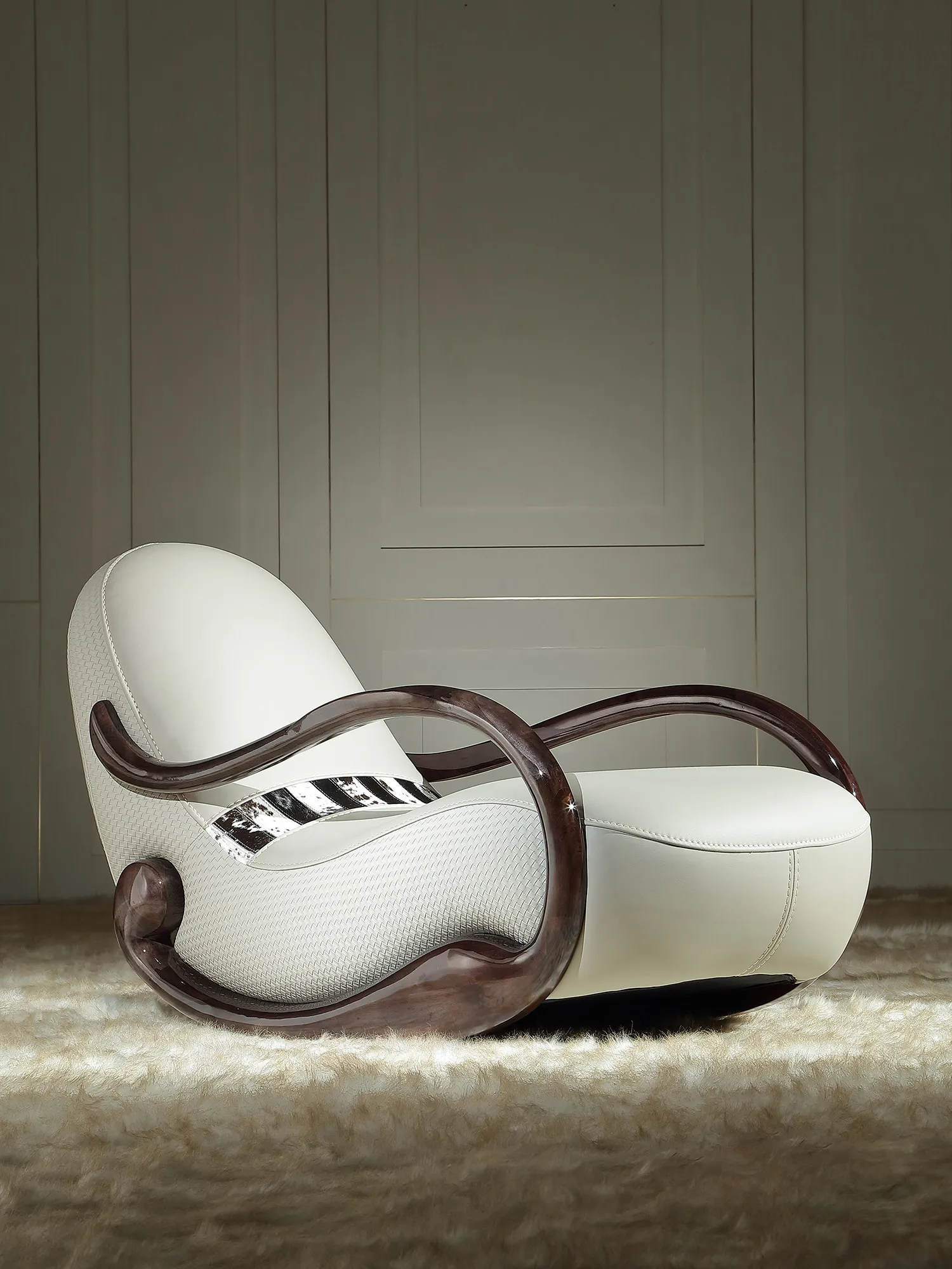 

Art recliner rocking chair solid wood leather leisure sofa chair