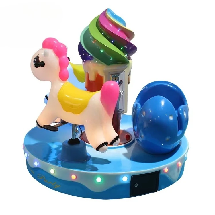 

3-местная детская карусель с монетоприемником Mini Merry Go, круглая для парка развлечений