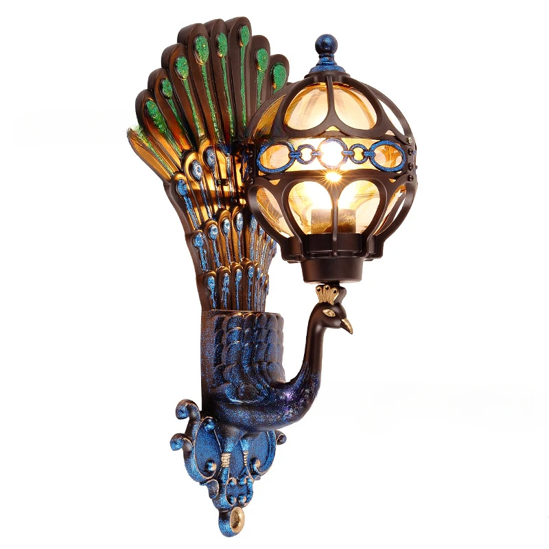Gate Pillar Balcony Outdoor Courtyard Wall Peacock Garden Light