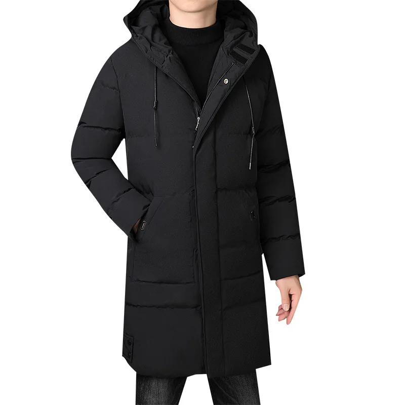 New Winter Hooded Parkas Men Thicken Warm Jacket Coat Mens Fashion Long Hooded Jacket Solid Color Winter Coat Plus Size M-8XL