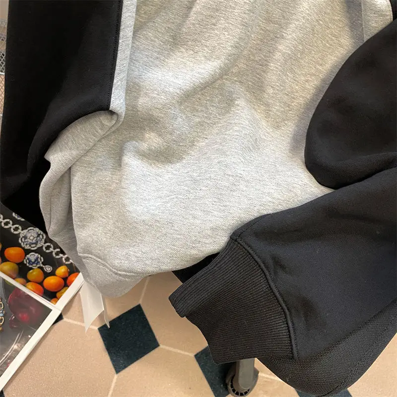 Japanese Sweet Cute Cartoon Cat Print Cotton Hoodie Y2k Aesthetics Patchwork Sweatshirt Women Grunge Tops Spring Autumn Clothes