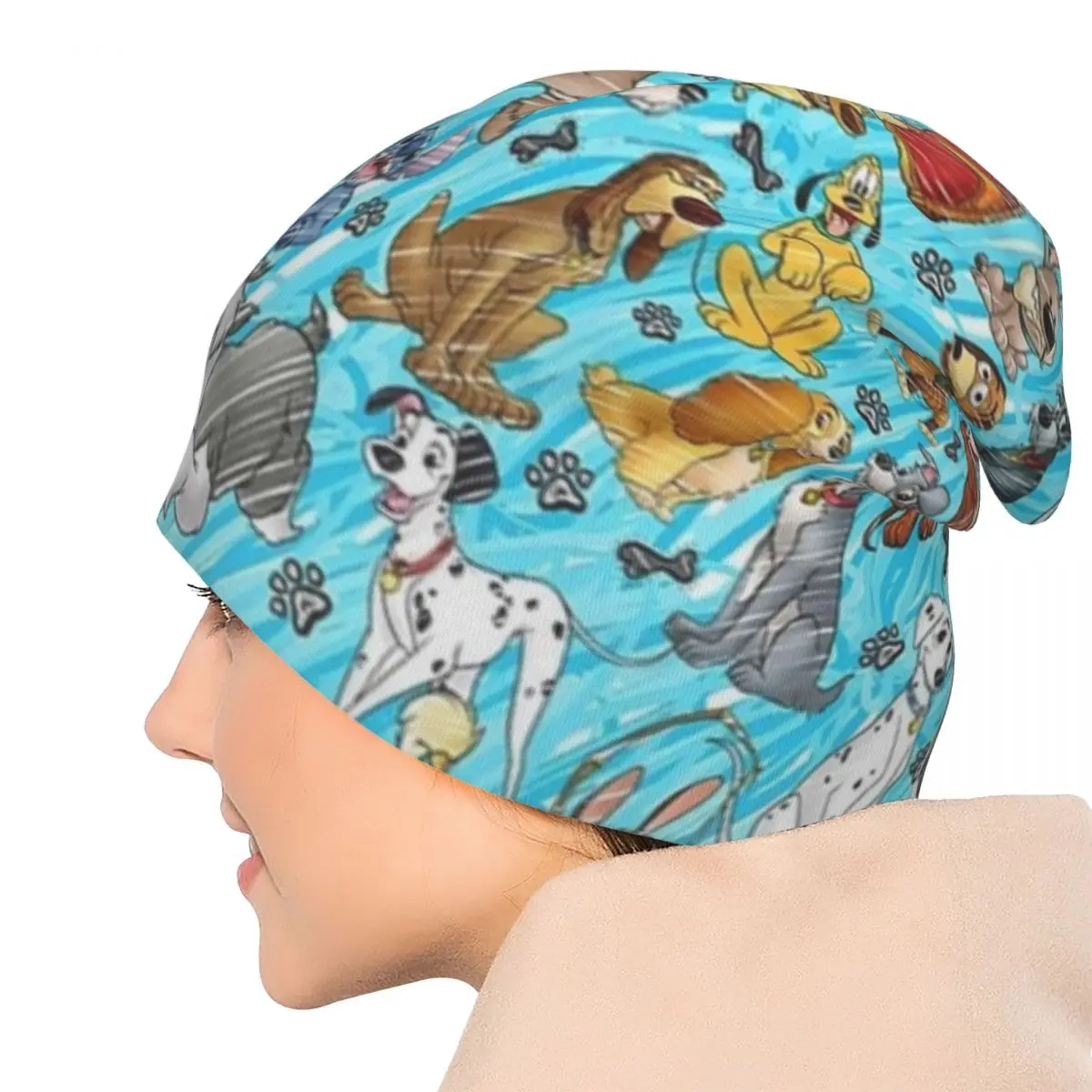 Animation Dogs Stitch Caps 101 Dalmatians Goofy Goth Men Women Skullies Beanies Hats Spring Warm Thermal Elastic Bonnet Hats