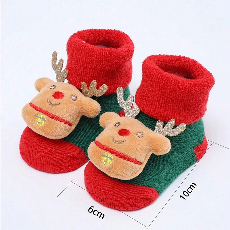 Kids Christmas Socks For 0-12Months Children\'s Short Socks Girls Boys Winter Warm Cotton Toddler New Year Gift Santa Claus Socks