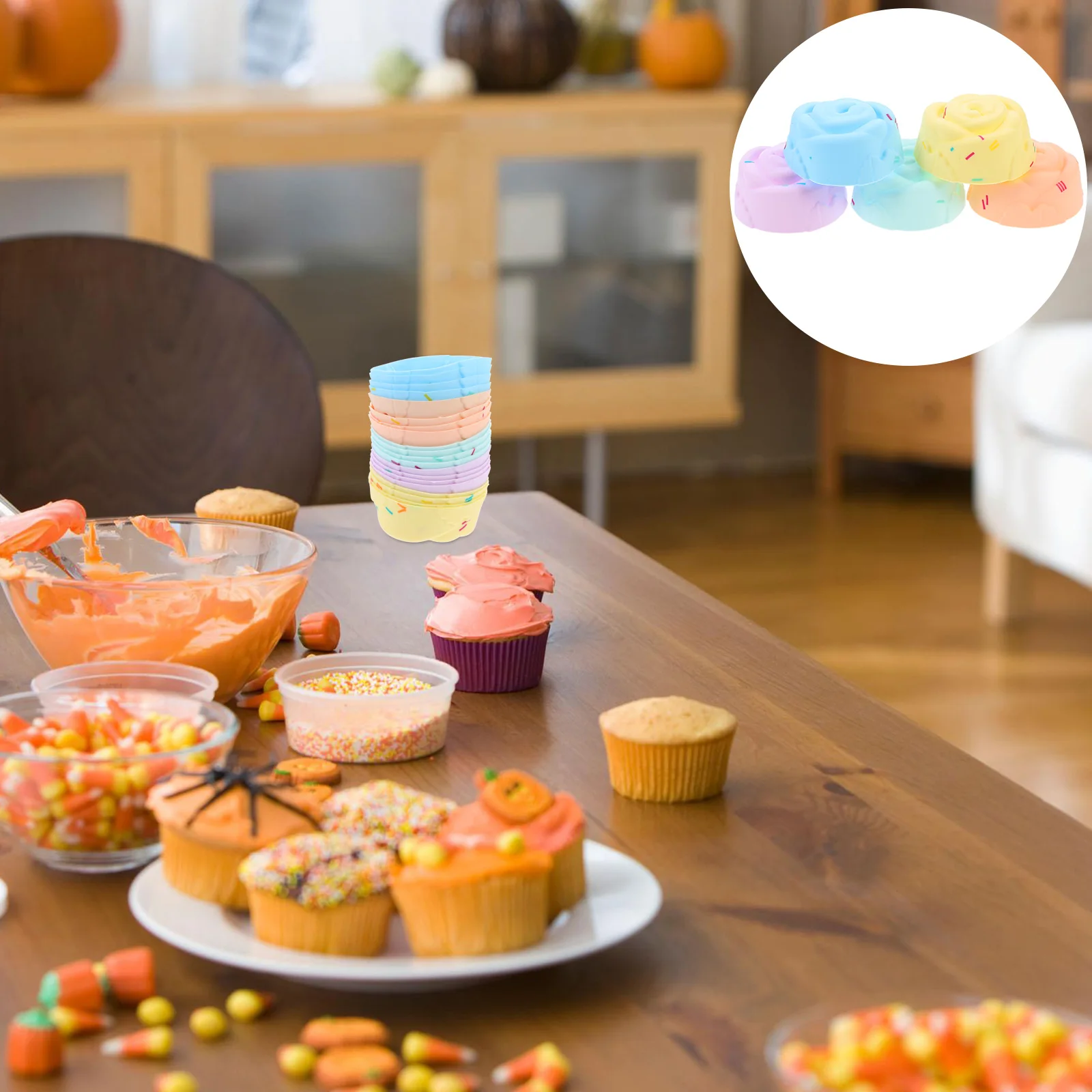 

20 Pcs Silicone Baking Molds Nonstick Rose Shape Cake DIY Tools Flexible Kitchen Gadgets Reusable Muffin Cupcake Shaped