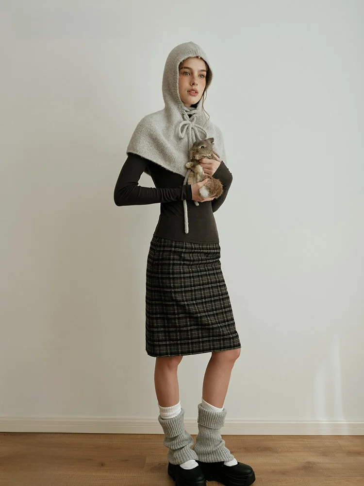 

Moonmoi London Art Faionable MIU Sle Retro Diagonal Cut Mural Patterned Wel Plaid f Skirt Breathable Skin-Friendly C...