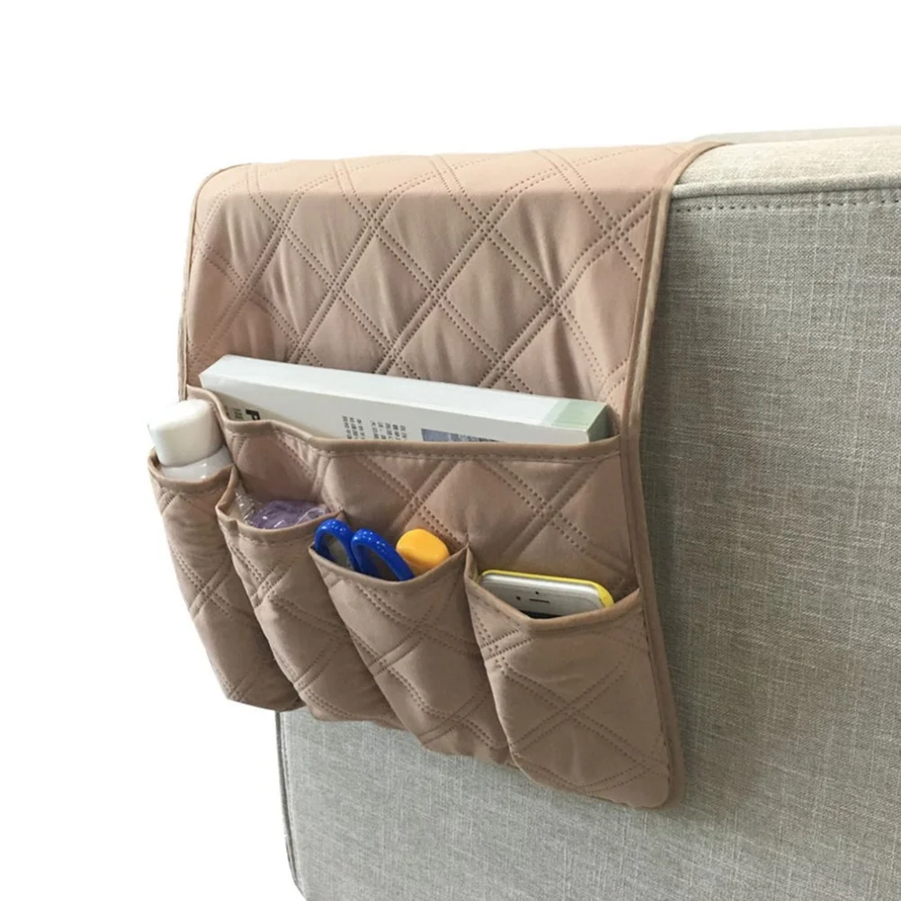 

1Pcs Felt Fabric Bedside Sofa Storage Bag Hanging Organizer Large Capacity Dorm Car Bed Rail Holder Beige Sofa Side Storage Bag