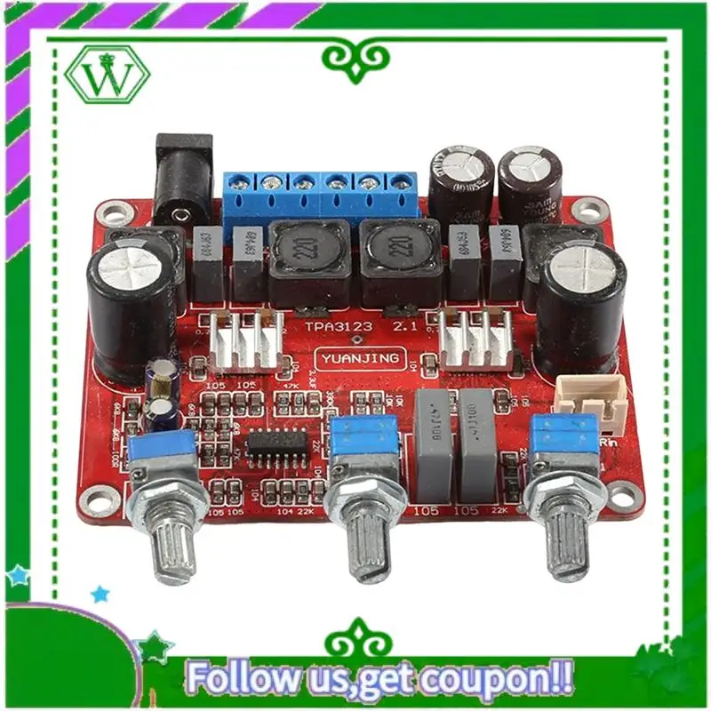ABIK-TPA3123 Audio Board Module DC12-24V 2.1 Triple Channel Amplifier Board 2X25w+50W Subwoofer Module Durable Easy To Use
