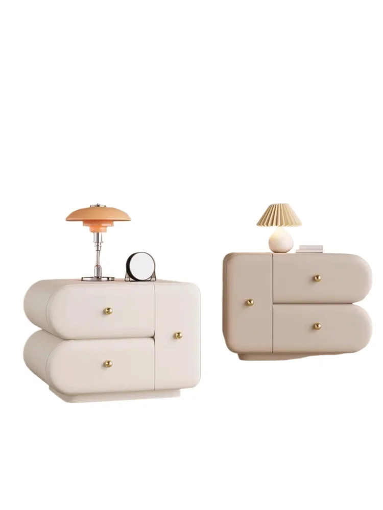 

Creative premium cream wind all solid wood bedside table simple bedroom bedside table