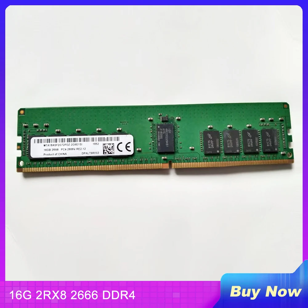 

1 PCS 16GB RAM For MT MTA18ASF2G72PDZ-2G6E1 16G 2RX8 2666 DDR4 REG Serevr Memory