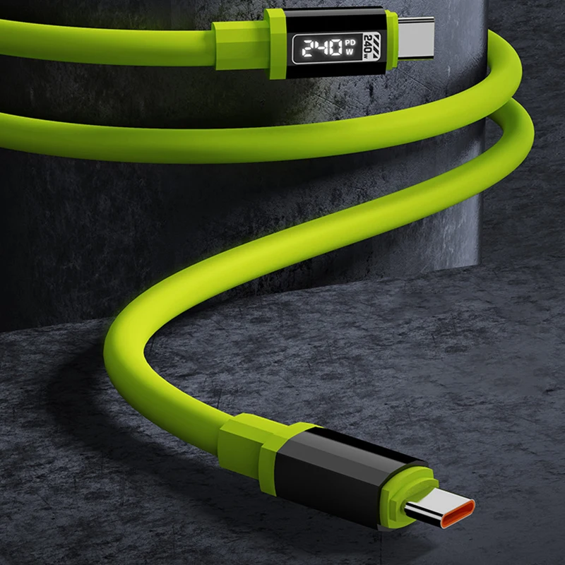 240W USB C Cable With Power Display Fast Charging Charger For  15 16 17   Huawei Phones Type C Cord 1-2m view 6