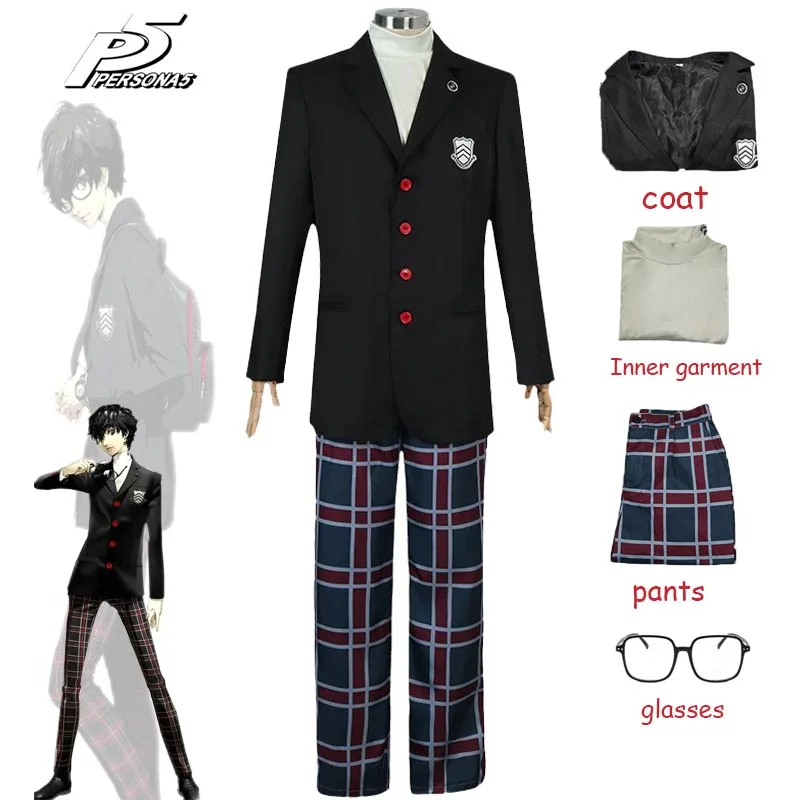 

Костюм для косплея Persona 5 Ren Amamiya Akira Kurusu Cube Game, школьная форма, пальто и штаны для мужчин и женщин, костюмы унисекс на Хэллоуин