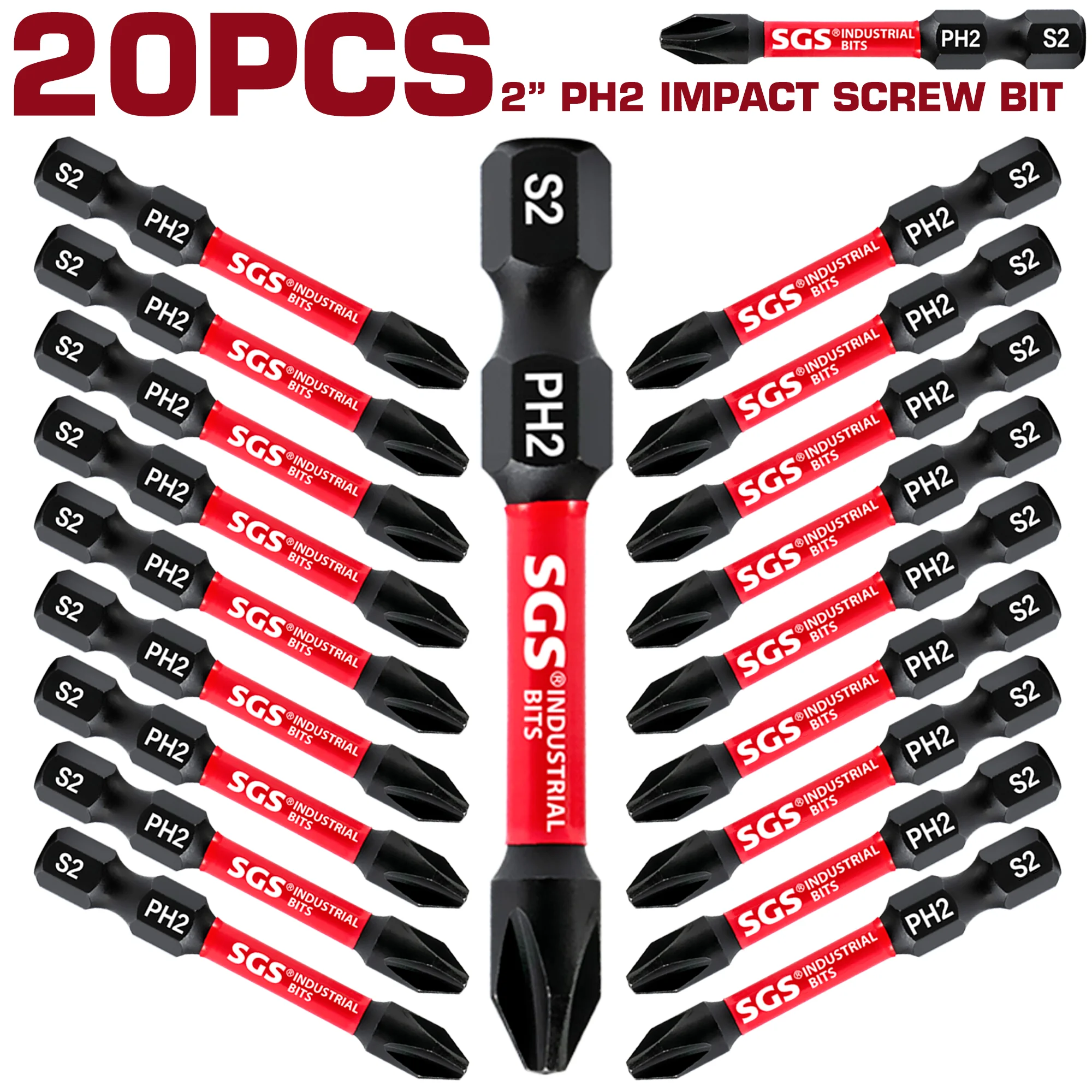 Conjunto de 5/10/20 Peças de Pontas de Chave de Fenda Phillips em Aço S2 Magnético, 50mm de Comprimento, Conjunto de Chaves de Fenda de Impacto Adequado para Processamento de Metal em Casas, Fábricas, Escritórios, Etc.