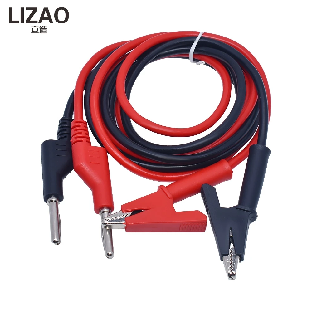 1M Double-End Test Lead Wire, 4mm Banana Plug to Alligator Clip, 15A for Multimeter and DIY Electrical Testing